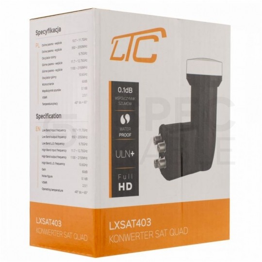 Konwerter satelitarny 60dB Quad Black LTC