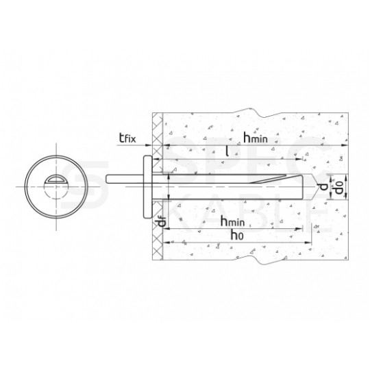 Kotwa stalowa do sufitów podwieszanych R-GS 6x40mm wbijana do betonu Rawlplug 100szt