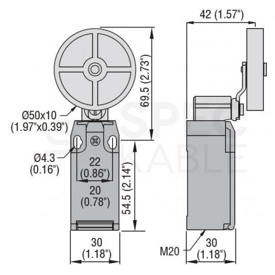 Krańcówka Wyłącznik krańcowy z rolką gumową 10A (styki migowe 1NO+1NC) IP65 seria K LOVATO