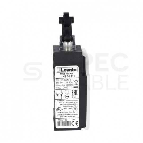 Krańcówka Wyłącznik krańcowy z rolką plastikową wciskaną bocznie 10A (styki migowe 1NO+1NC) IP65 seria K LOVATO