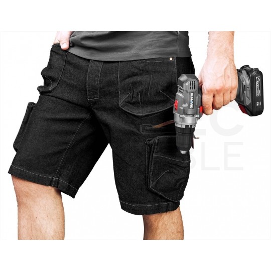 Krótkie spodenki robocze DENIM jeansowe czarne rozmiar L/52 NEO 81-273-L