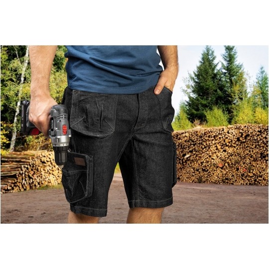 Krótkie spodenki robocze DENIM jeansowe czarne rozmiar L/52 NEO 81-273-L