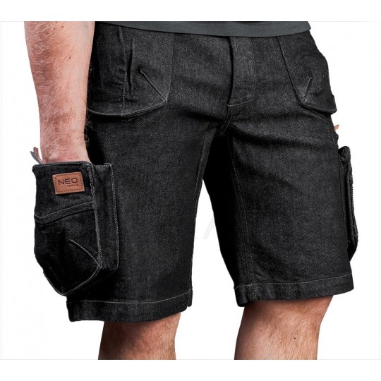 Krótkie spodenki robocze DENIM jeansowe czarne rozmiar XL/54 NEO 81-273-XL