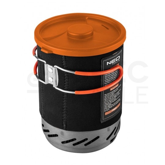 Kuchenka turystyczna, survivalowa (komplet garnek 1L, talerz 400ml + palnik) 3w1 NEO 63-151