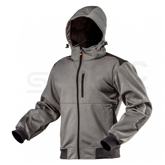 Kurtka ocieplana z kapturem, szara SOFTSHELL robocza rozmiar L/52 NEO 81-551-L