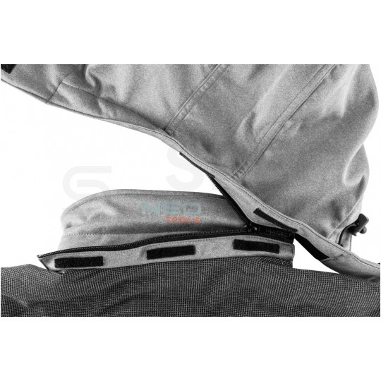 Kurtka ocieplana z kapturem, szara SOFTSHELL robocza rozmiar XXL/58 NEO 81-551-XXL