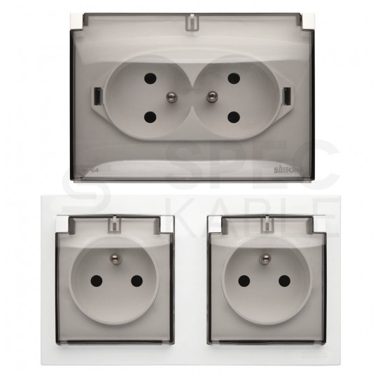 Łącznik krzyżowy pojedynczy SIMON Aquaclick natynkowy bryzgoszczelny IP44 biały 10AX Kontakt Simon ACW7/11