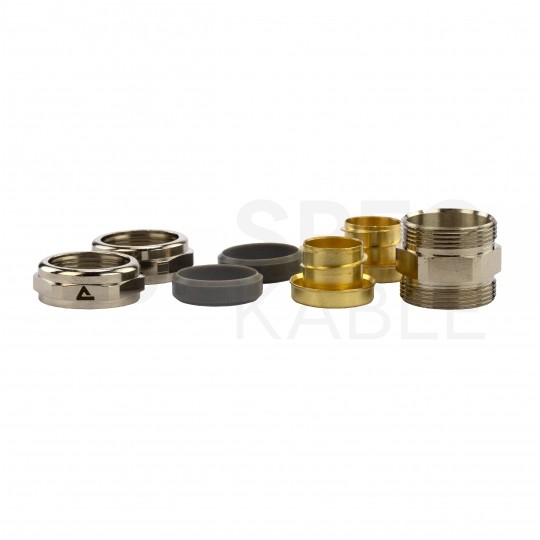 Łącznik metalowy prosty DN-16 do rur karbowanych Anaconda 16mm IP65 złączka z pierścieniem poliamidowym ANAMET