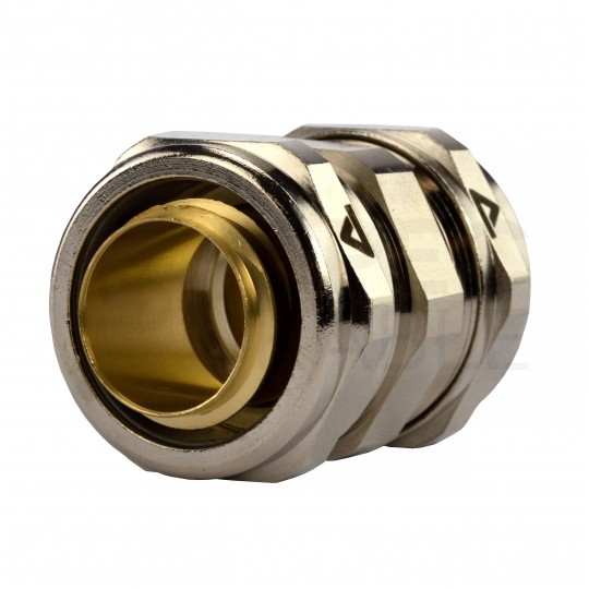 Łącznik metalowy prosty DN-20 do rur karbowanych Anaconda 20mm IP65 złączka z pierścieniem poliamidowym ANAMET