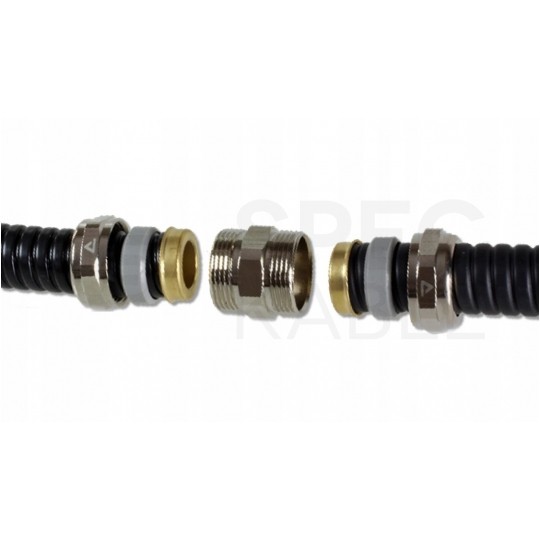 Łącznik metalowy prosty DN-25 do rur karbowanych Anaconda 25mm IP65 złączka z pierścieniem poliamidowym ANAMET