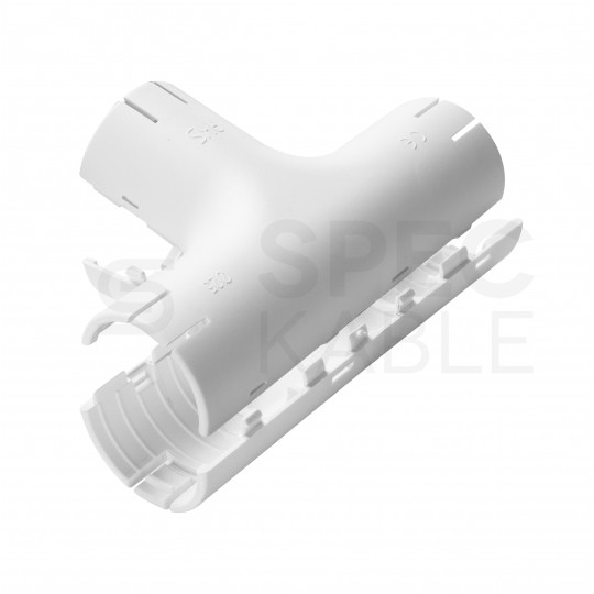 Łącznik składany trójnik LST 16 biały do rur sztywnych (RL i RLM) oraz karbowanych (RKGL i RKGS) AKS [opakowanie 15szt]