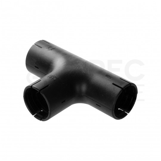 Łącznik składany trójnik LST 25 czarny do rur sztywnych (RL i RLM) oraz karbowanych (RKGL i RKGS) AKS