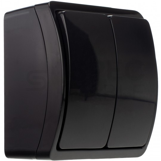 Łącznik świecznikowy podwójny natynkowy hermetyczny IP44 czarny Koala ViPlast