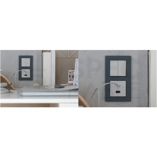 Łącznik świecznikowy podwójny SIMON 55 czarny matowy 10AX Kontakt Simon TW5.01/149