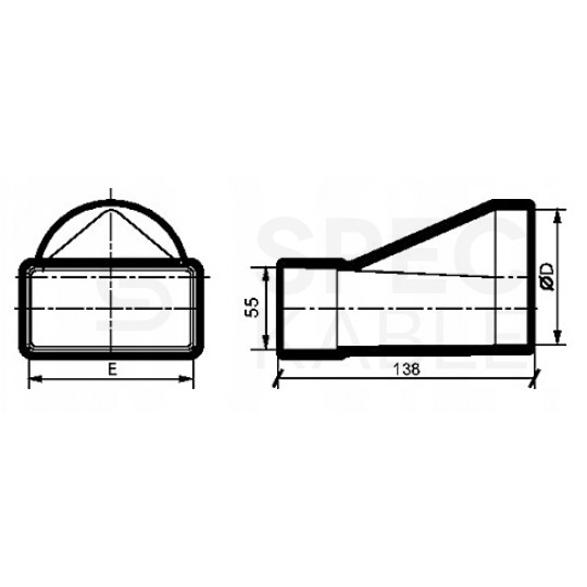 Łącznik zmienny kanału płaskiego 110x55mm na kanał okrągły fi:100mm airRoxy 02-401