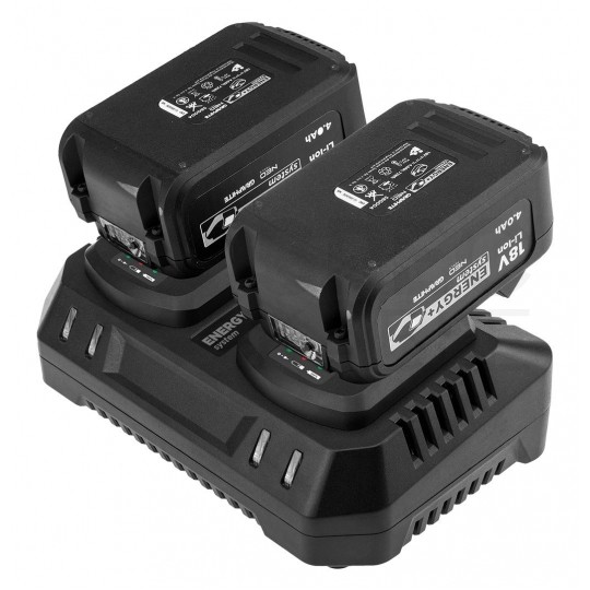 Ładowarka podwójna do akumulatorów Energy+ Li-Ion (18V / 2x 3A) GRAPHITE 58G085-1