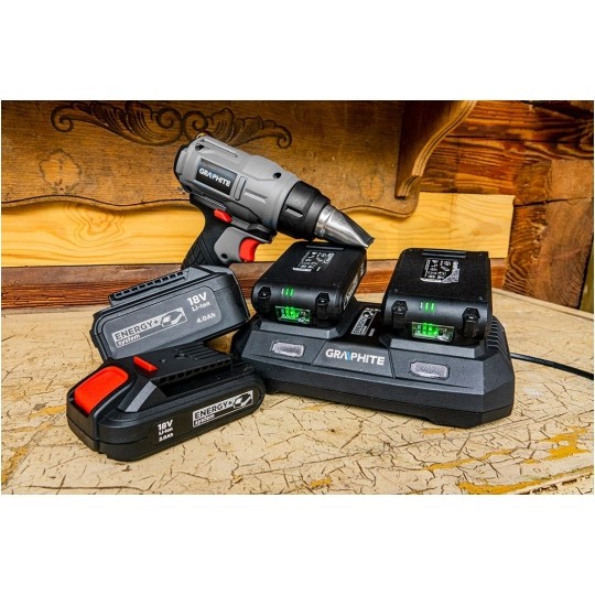 Ładowarka podwójna do akumulatorów Energy+ Li-Ion (18V / 2x 3A) GRAPHITE 58G085