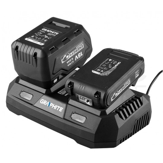 Ładowarka podwójna do akumulatorów Energy+ Li-Ion (18V / 2x 3A) GRAPHITE 58G085