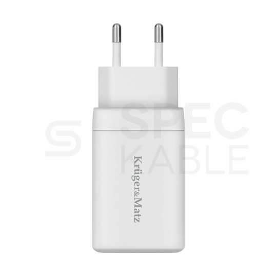 Ładowarka sieciowa GaN 1x USB typ-A Quick Charge 3.0 + 1x USB typ-C Power Delivery 3.0 [65W]