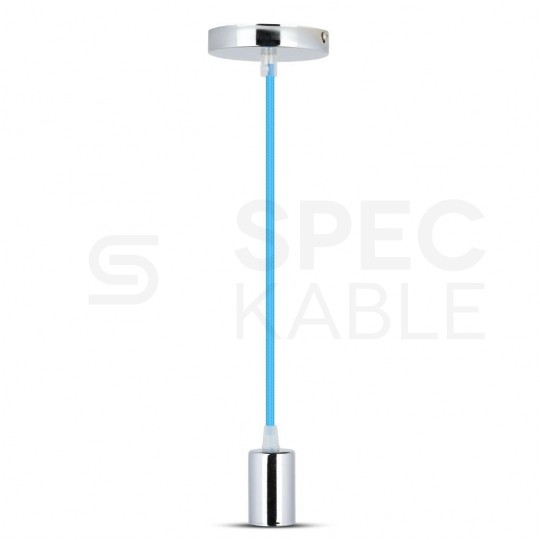 Lampa dekoracyjna wisząca oprawka chrom + przewód niebieski dł:1000mm E27 max 60W IP20 V-TAC VT-7338-BL