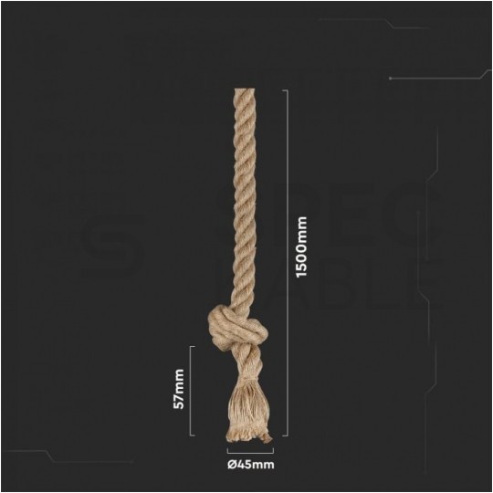 Lampa dekoracyjna wisząca sznur brązowy konopny 1,5m E27 max 60W IP20 V-TAC VT-7118
