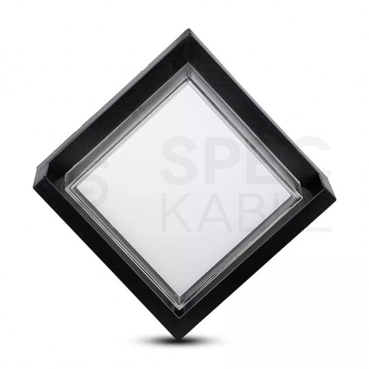 Lampa elewacyjna, kinkiet kwadrat LED 12W 1160lm 3000K IP65 czarny barwa WW biała ciepła V-TAC VT-827-SQ-N