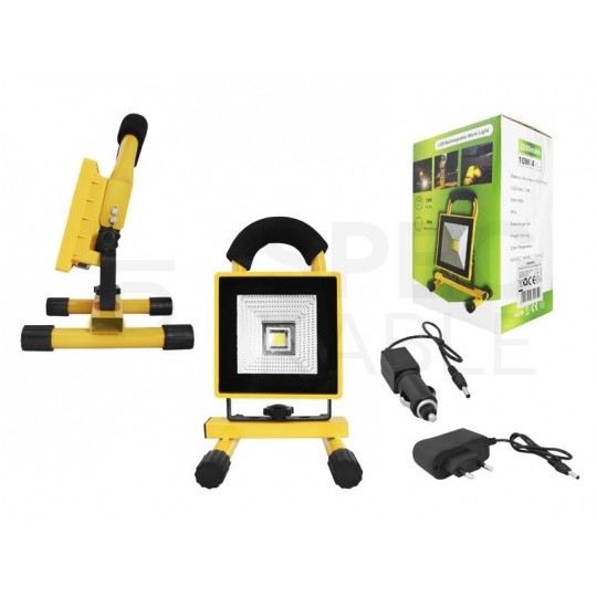 Lampa robocza akumulatorowa LED 10W 6000K przenośna, halogen warsztatowy IP44 SLIM