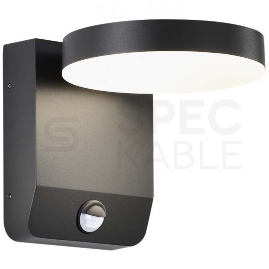 Lampa ścienna okrągła, kinkiet 350st LED 17W 2520lm 3000K czarny z czujnikiem ruchu barwa WW biała ciepła IP65 V-TAC VT-11020S-RD-B