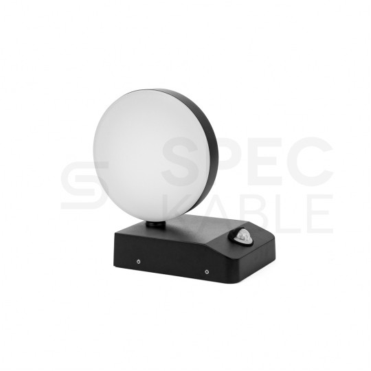 Lampa ścienna okrągła, kinkiet 350st LED 17W 2520lm 3000K czarny z czujnikiem ruchu barwa WW biała ciepła IP65 V-TAC VT-11020S-RD-B