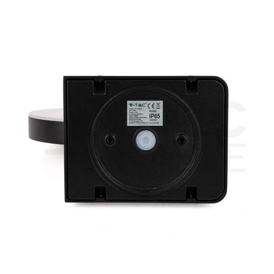 Lampa ścienna okrągła, kinkiet 350st LED 17W 2520lm 4000K czarny z czujnikiem ruchu barwa NW biała neutralna IP65 V-TAC VT-11020S-RD-B