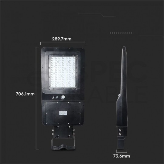 Lampa solarna LED 40W 4800lm 6000K 12000mAh, panel fotowoltaiczny, pilot sterowania, czujnk ruchu i zmierzchu barwa CW biała zimna V-TAC VT-ST42