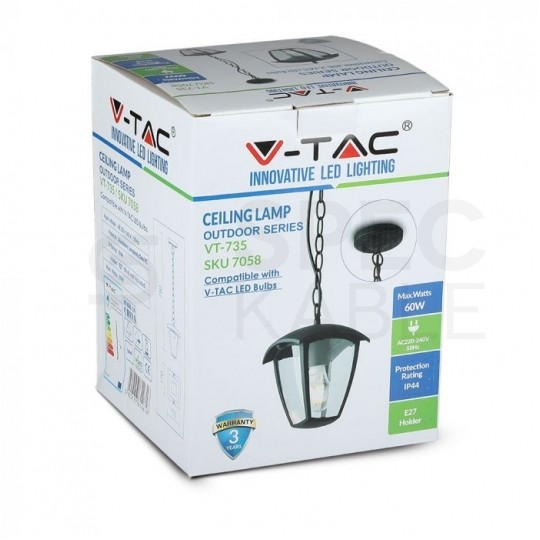 Lampa wisząca, ogrodowa 1 x E27 IP44 czarny V-TAC VT-735