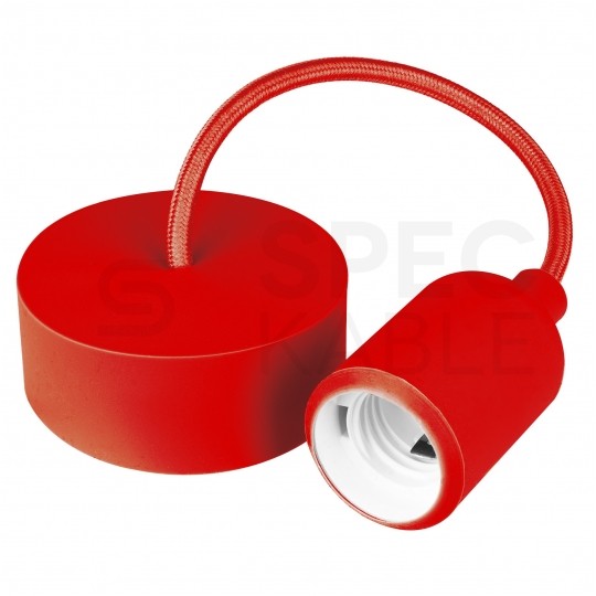 Lampa wisząca zwis sufitowy E27 silikonowa czerwona