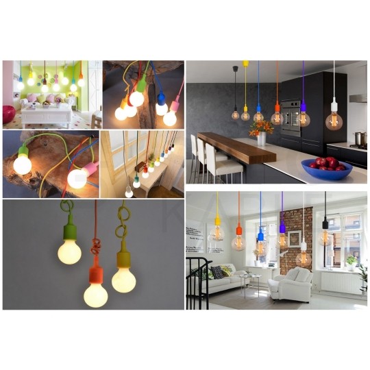 Lampa wisząca zwis sufitowy E27 silikonowa żółta