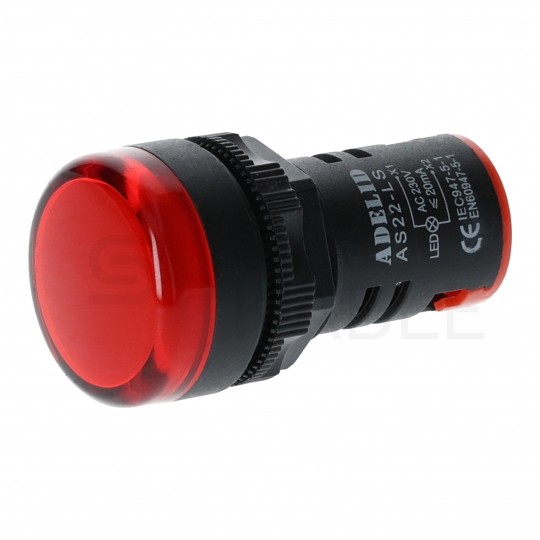 Lampka kontrolna sterownicza LED Czerwona 230V fi:22mm ADELID