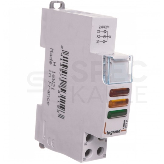 Lampka modułowa sygnalizacyjna (kontrolna) LED 3-kolorowa 3-fazowa 230/400V AC/DC LEGRAND