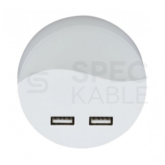 Lampka nocna do gniazdka z 2x USB 10lm 3000k, chip SAMSUNG IP20 barwa WW biała ciepła V-TAC VT-84-RD 5 LAT GWARANCJI