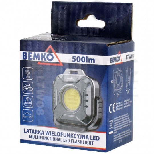 Latarka wielofunkcyjna LED 5,7W 500lm BEMKO C49-LTW08