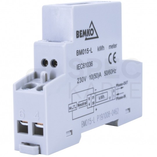 Licznik zużycia energii elektrycznej 1-fazowy 10/50A 1-modułowy z wyświetlaczem LCD BEMKO