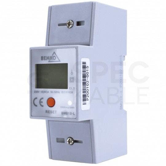 Licznik zużycia energii elektrycznej 1-fazowy 10/80A 1-modułowy z wyświetlaczem LCD BEMKO