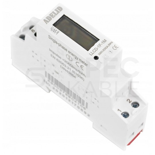 Licznik zużycia energii elektrycznej 1-fazowy 5/32A 1-modułowy z wyświetlaczem LCD ADELID