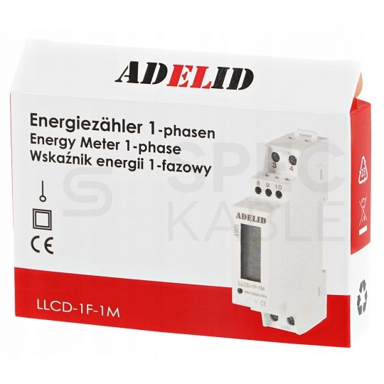 Licznik zużycia energii elektrycznej 1-fazowy 5/32A 1-modułowy z wyświetlaczem LCD ADELID