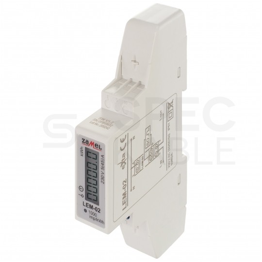 Licznik zużycia energii elektrycznej 1-fazowy 5/50A 1-modułowy z wyświetlaczem LCD ZAMEL