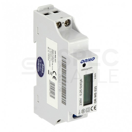 Licznik zużycia energii elektrycznej MID 1-fazowy 5/40A 1-modułowy z wyświetlaczem LCD ORNO