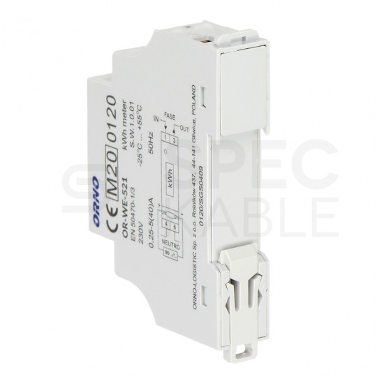 Licznik zużycia energii elektrycznej MID 1-fazowy 5/40A 1-modułowy z wyświetlaczem LCD ORNO