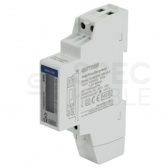 Licznik zużycia energii elektrycznej MID 1-fazowy 5/45A 1-modułowy z wyświetlaczem LCD EASTRON