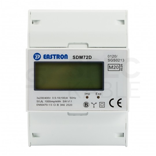 Licznik zużycia energii elektrycznej MID 3-fazowy 10/100A 4-modułowy z wyświetlaczem LCD EASTRON