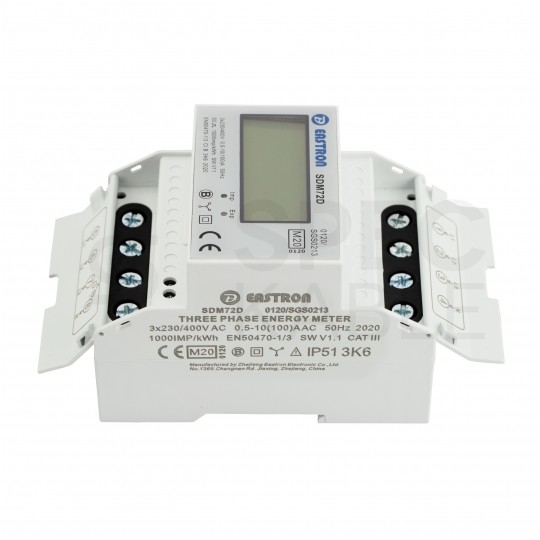 Licznik zużycia energii elektrycznej MID 3-fazowy 10/100A 4-modułowy z wyświetlaczem LCD EASTRON