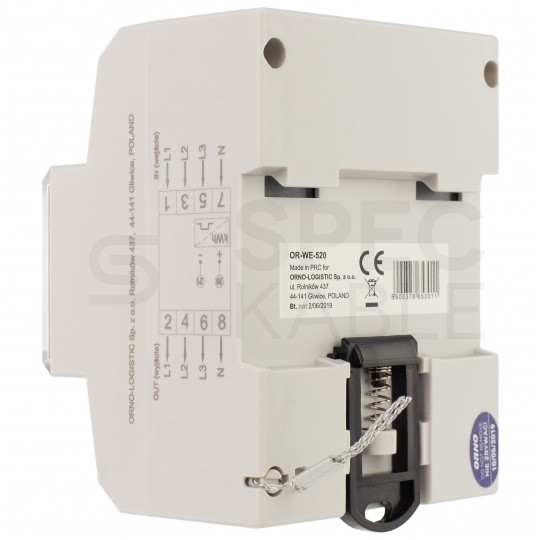 Licznik zużycia energii elektrycznej MID 3-fazowy 5/80A 4-modułowy z wyświetlaczem LCD ORNO