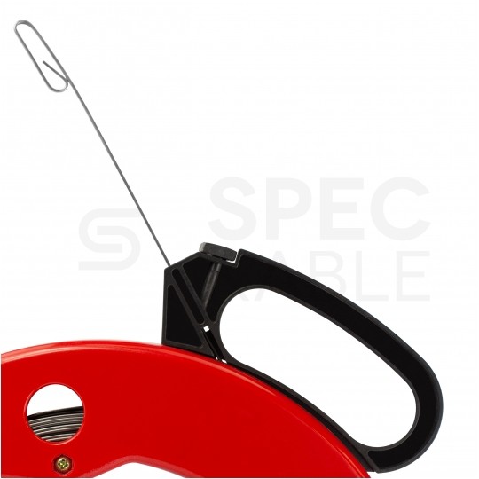 Linka stalowa do przeciągania, wciągania kabli w kanałach, rurach, peszlach w czerwonej kasecie 1,3x3mm 50m NEKU
